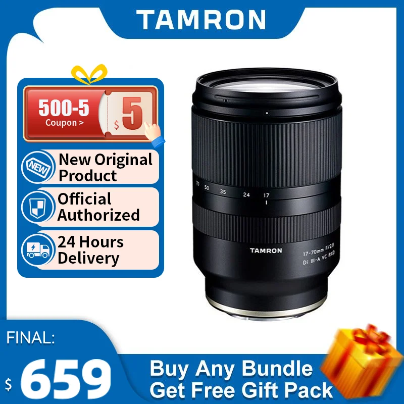 Объектив Tamron 17-70 мм F2.8 для беззеркальной камеры с большой диафрагмой стандартный зум Автофокус для Sony E Fujifilm XF A6400 A7 XT4 XT30