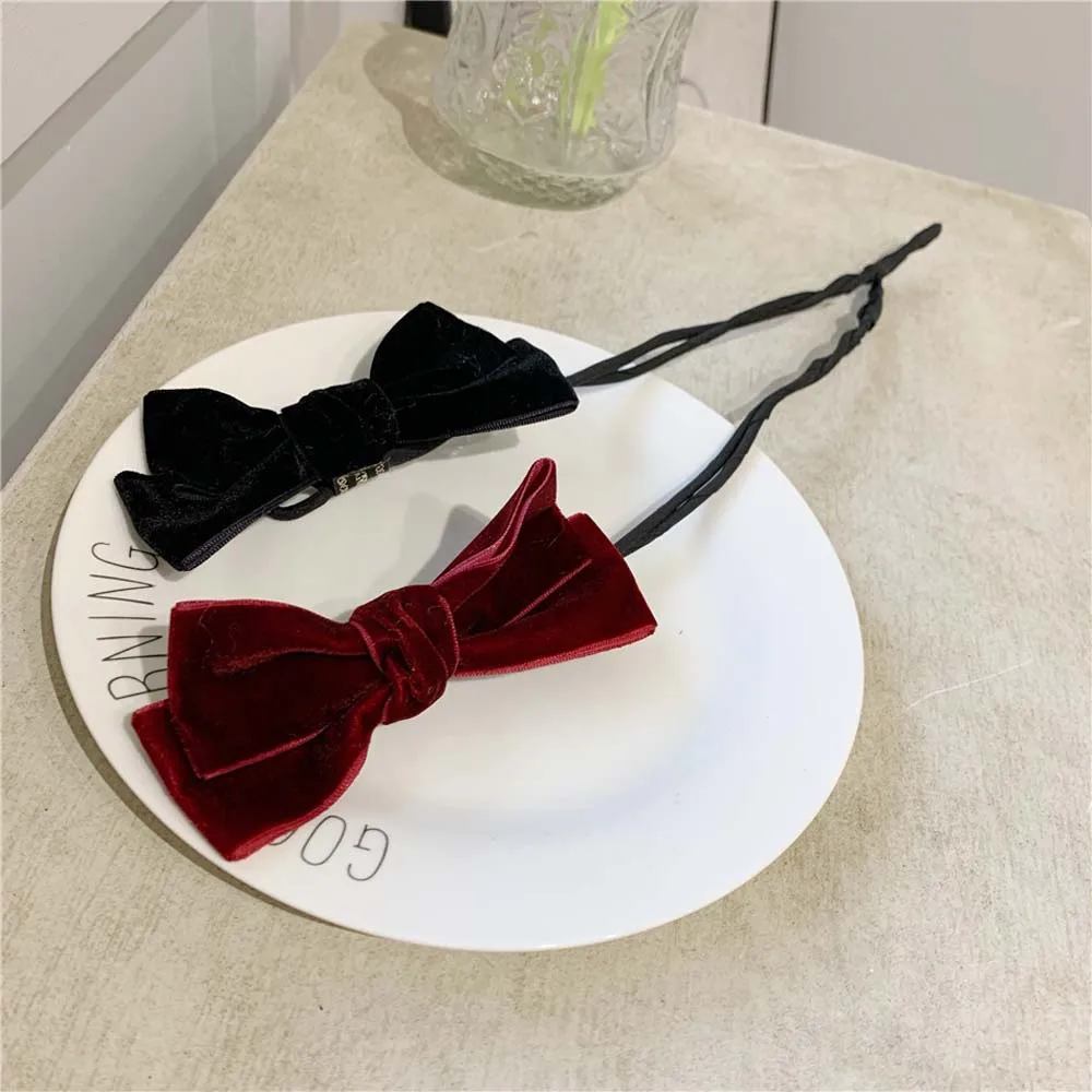 

Trendy Simple Korean DIY Cute Velvet Bow Hair Curler Hair Styling Tool Hair Bun Maker Hair Accessories
