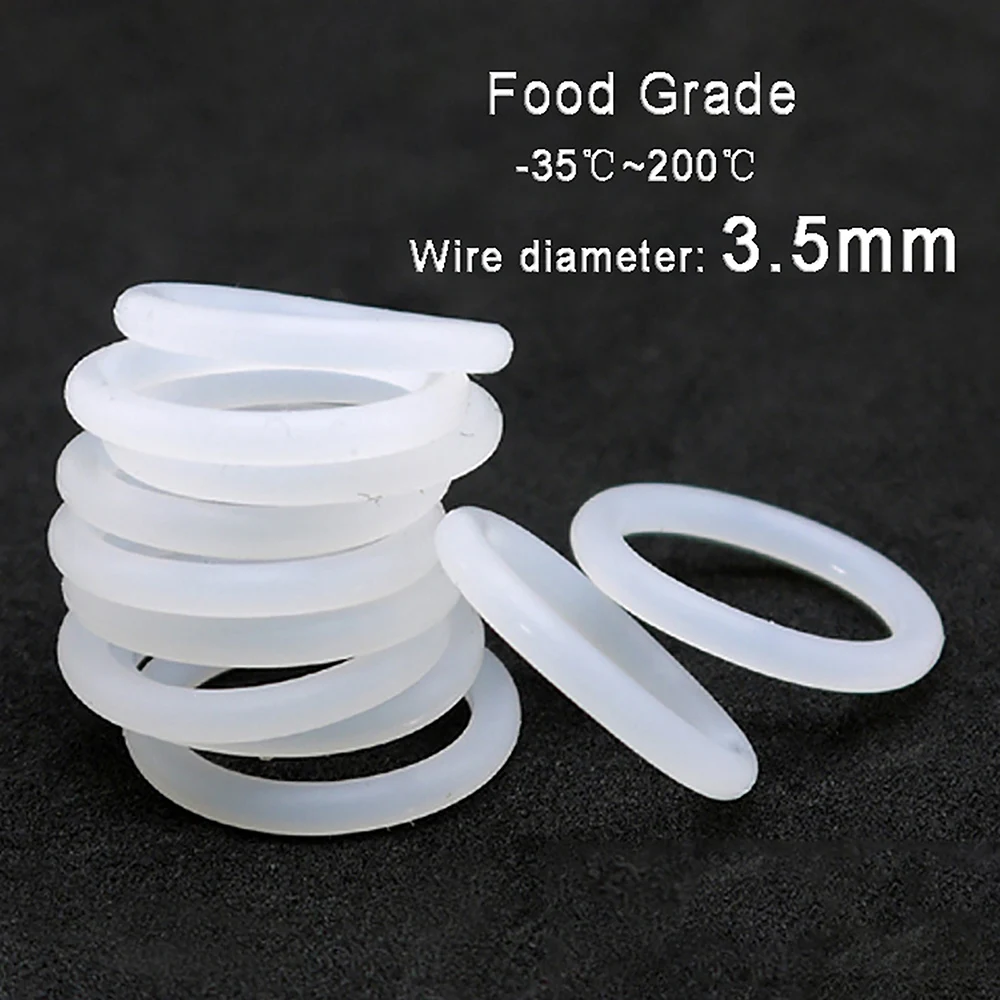 

10/50/100pcs Wire Diameter 3.5mm, Food Grade Silicone O Ring Seal, Outer Diameter 12mm - 85mm, White O-Ring Gasket Sealing Rings