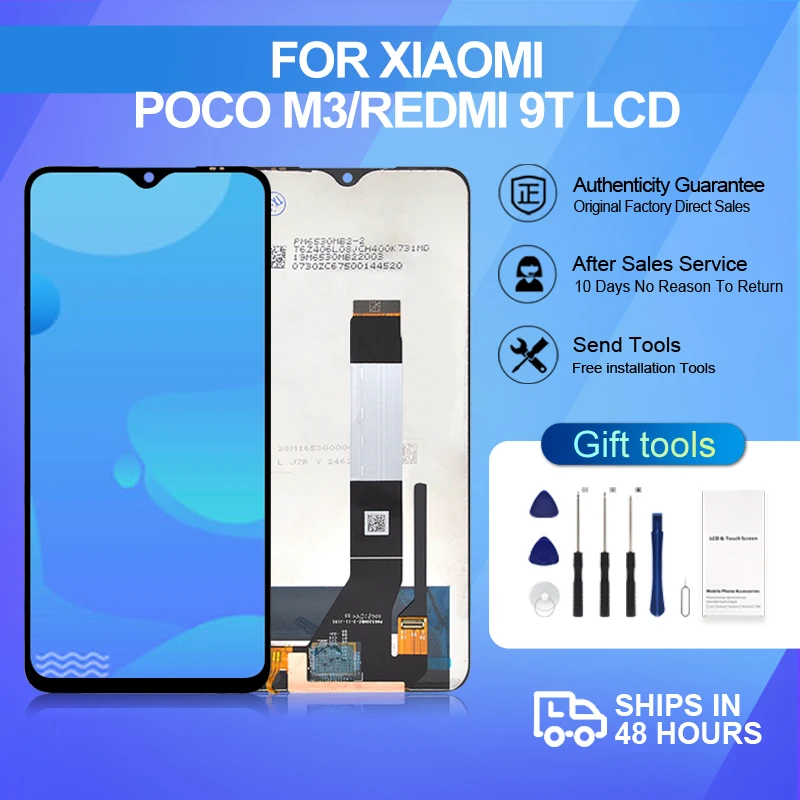 

1Pcs For Xiaomi Poco M3 LCD Screen Touch Digitizer For Redmi 9T Lcd Note 9 4G Display M2010J19CG Assembly With Frame
