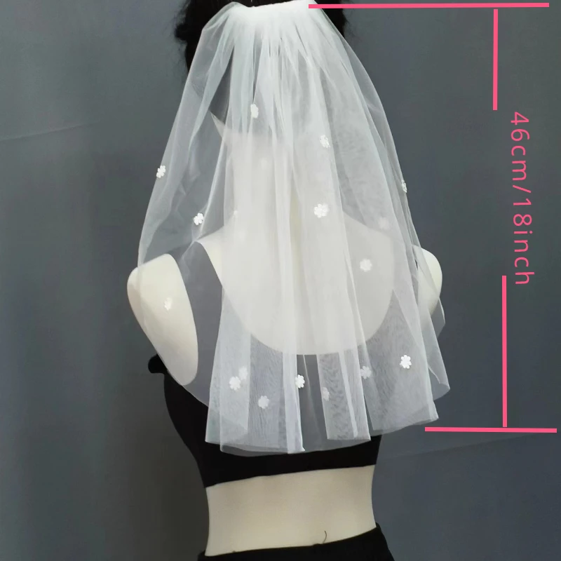 Свадебные аксессуары Однослойная свадебная фата с цветочной вышивкой оптом