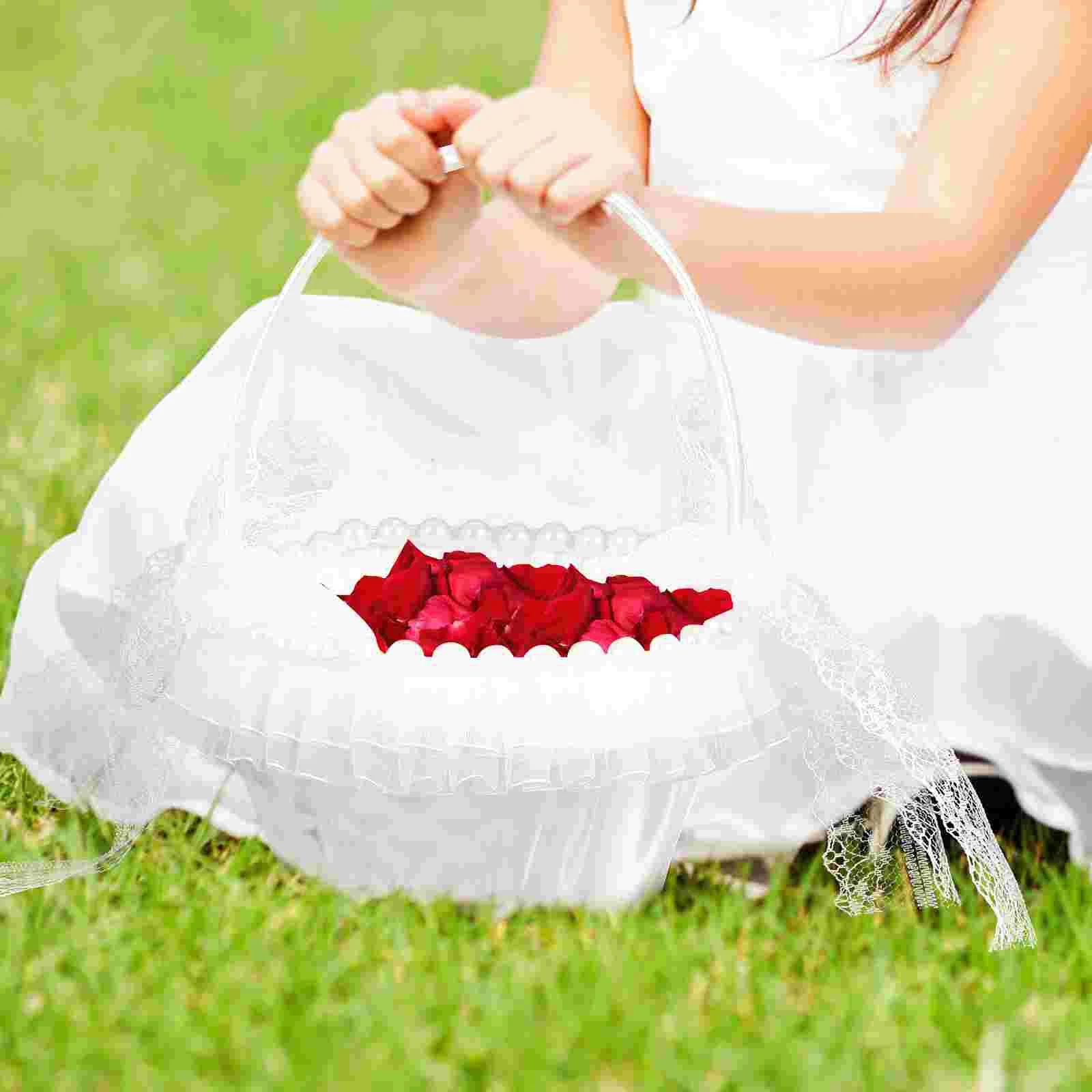 

Lace Bowknot Satin Flower Basket For Flower Girl Flower Girl Basket Lace Flower Girl Basket Flower Basket For Wedding
