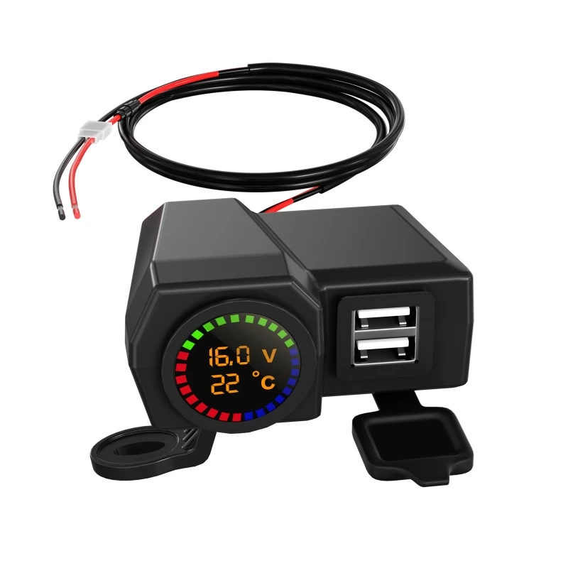 

Waterproof Cellphone Power Adapter Motorcycle Handlebar/Back Mirror Mounting Shockproof Anti Shedding Dual USB Charger
