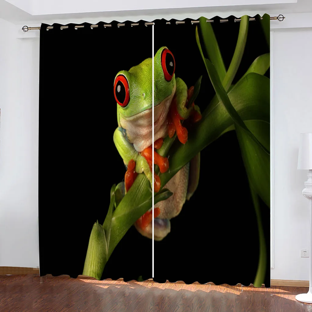 Customized Curtain Window Living Room Animal Frog Print Luxury Curtains In The Kids Bedroom Hall Treatments Kitchen Decoration