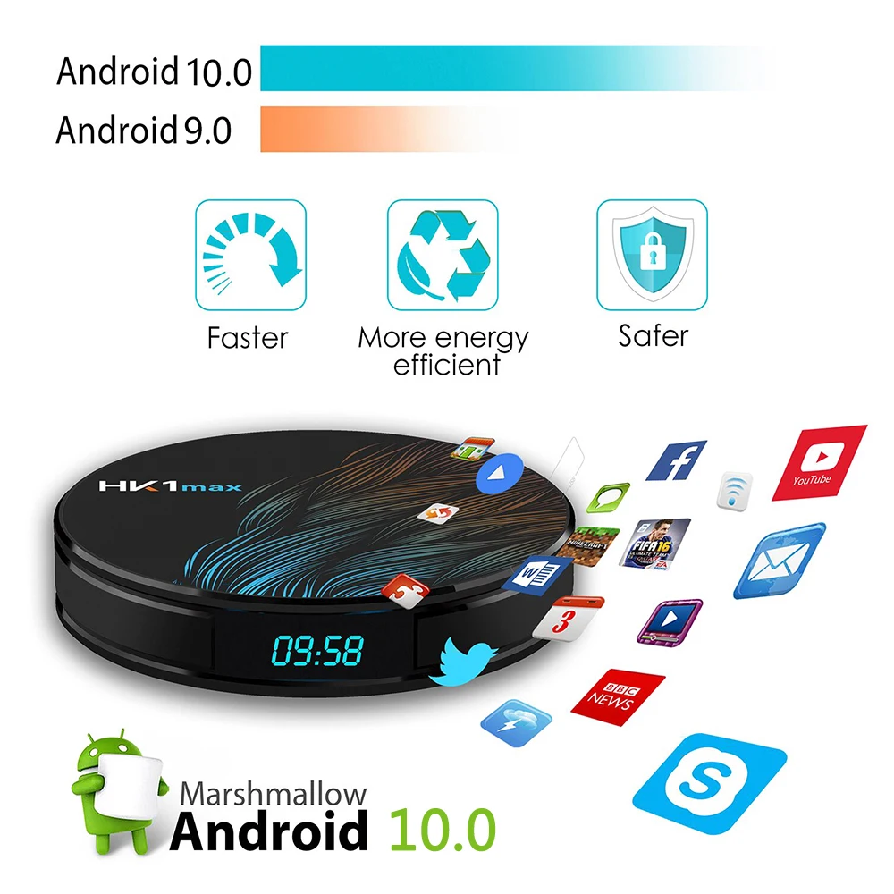 Умная ТВ-приставка HK1MAX Android 10 0 RK3318 2 4 ГГц/телефон Wi-Fi Bluetooth 4K 1080P медиаплеер USB3.0 HK1 MAX