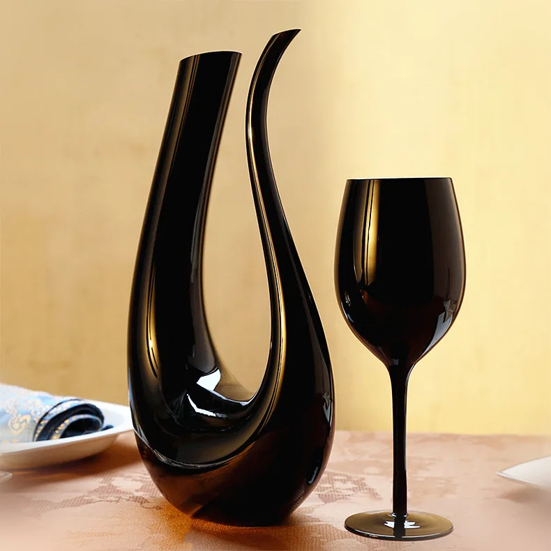 

Black U-shaped Creative Decanter Crystal Glass Wine Red Wine Glass Goblet Wine Set Cocktail Glass Wine Glasses