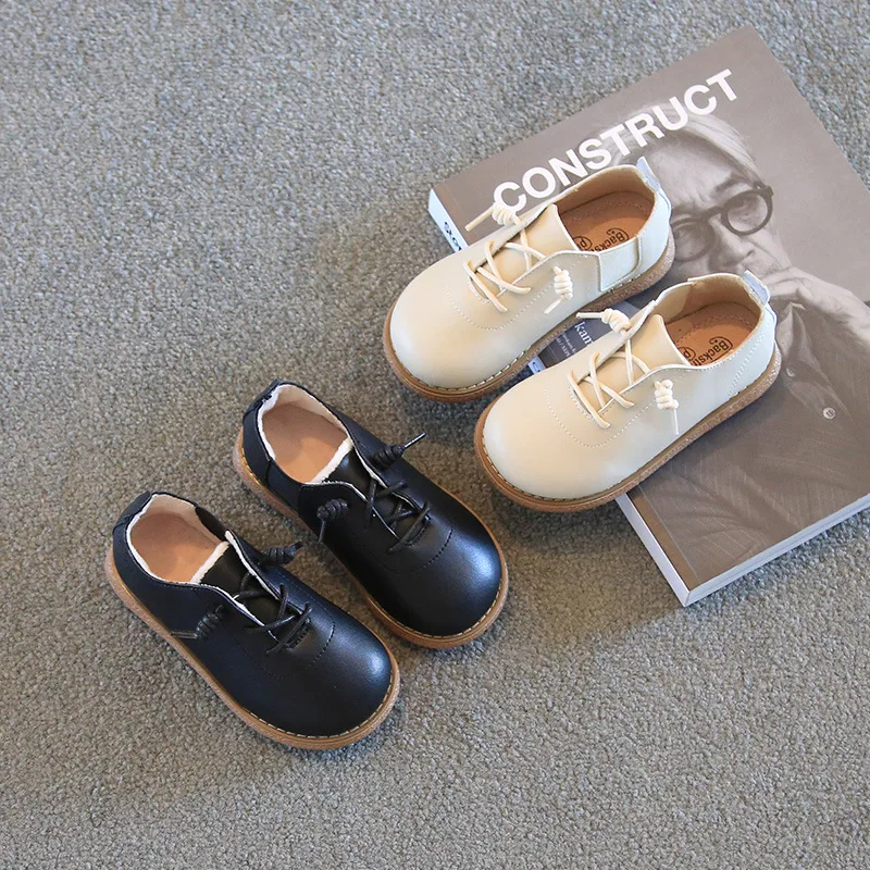 

2022 Autumn Children Oxford Shoes Kids Flats Shoes Boys Genuine Leather Shoes Moccasins Lace Up Loafers White Shoes