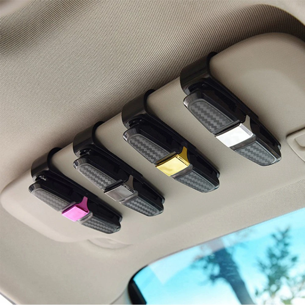 

Universal Car Sunglasses Holder Ticket Credit Card Holder Clip Glasses Sun Visor Multifunctional Carbon Fiber Car Glasses Clip