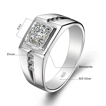 Madison Audury 0.5ct Moissanite Ring for Men D Color VVS1 925 Sterling Silver Wedding Gifts Man Ring Classic Fine Jewelry New in 6
