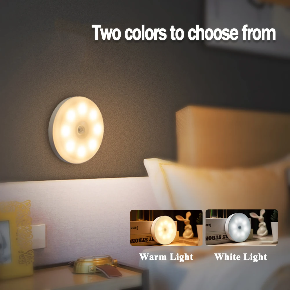 

NLT Motion Sensor Night Light USB Rechargeable Energy-saving LED Night Lamp Bedroom Decor for Kitchen Cabinet Wardrobe Light
