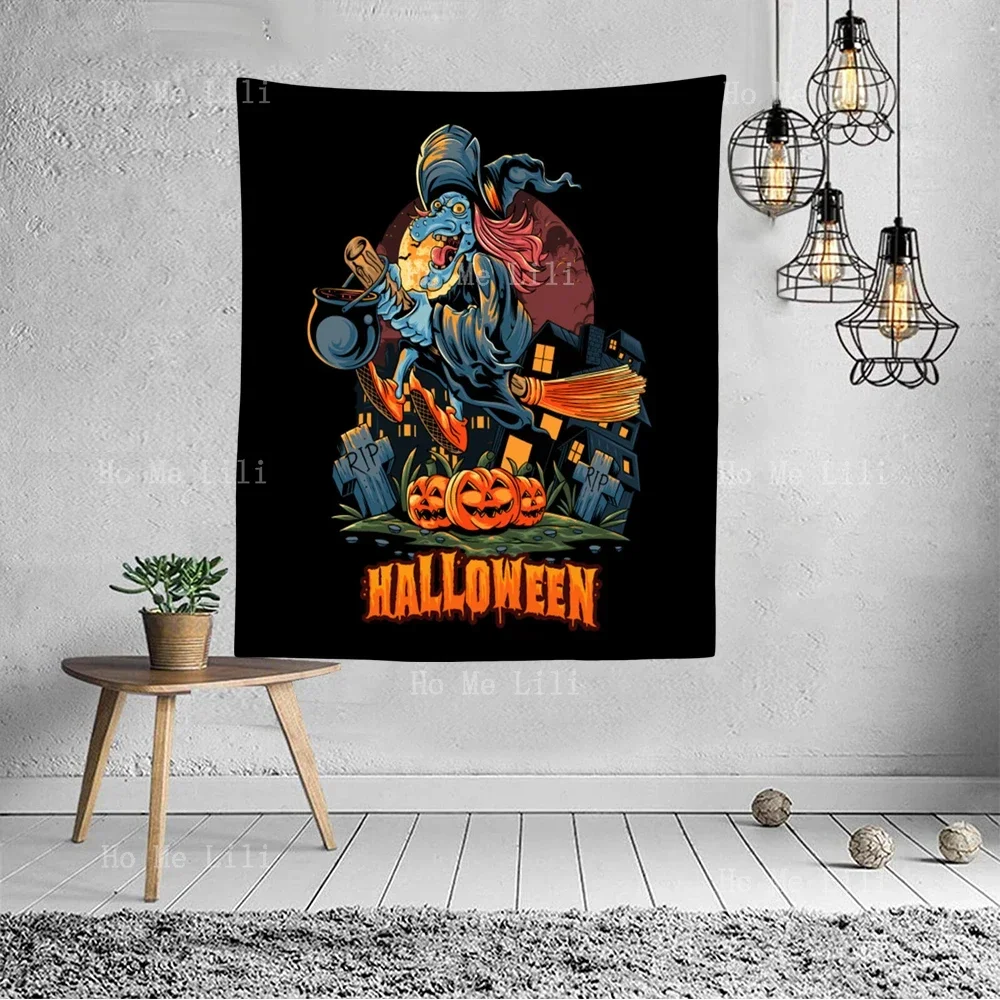 Уникальный Хэллоуин Тыква Кладовище Ведьма Верховая Езда Волшебная метла