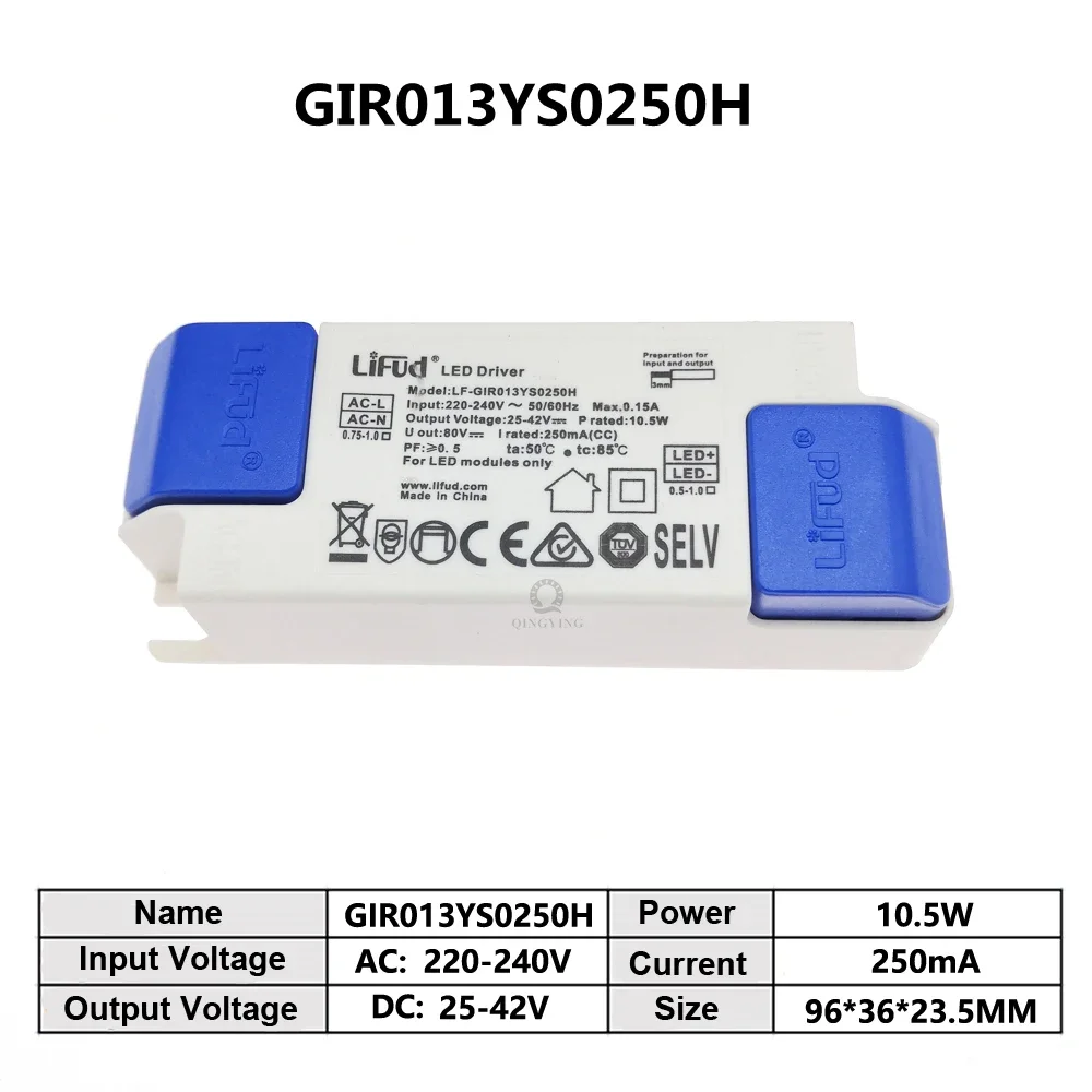 

Светодиодный драйвер Lifud 10 Вт-23 Вт GIR013 GIR018 GIR024YS 250 мА 300 мА 350 мА 400 мА 450 мА 500 мА 550 мА 600 мА 25-42 В Трансформатор освещения