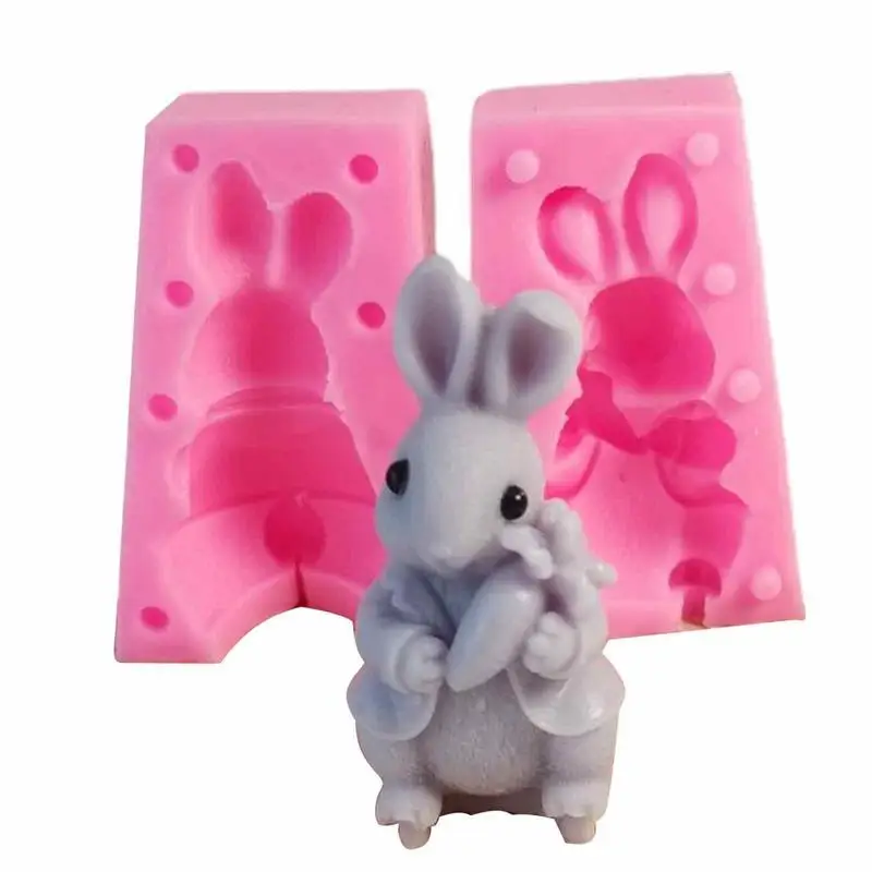 

Silicone Rabbit Mold 3D Easter Bunny Soap Mold Rabbit Shaped Candle Mould Bunny Soap Molds Edge Cut Mould For Resin Clay Jelly
