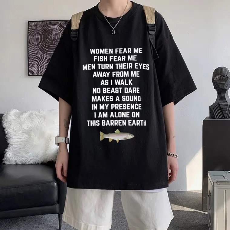 

Women Fear Me Fish Fear Me Men Women Casual T-shirt Tops Tshirt Loose T-shirt Crew Oversized Fitted Soft Anime Manga Tee Clothes