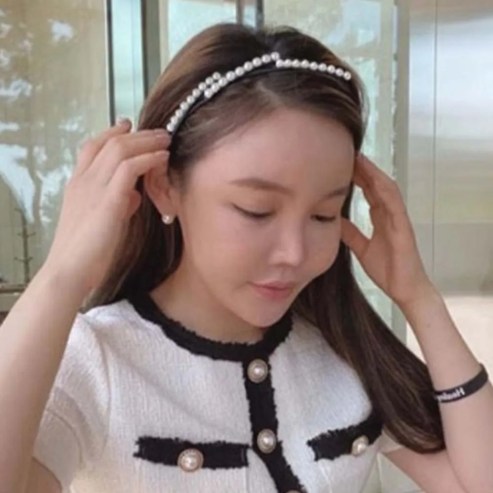 Универсальная камвольная складная повязка на голову с жемчугом пластиковый