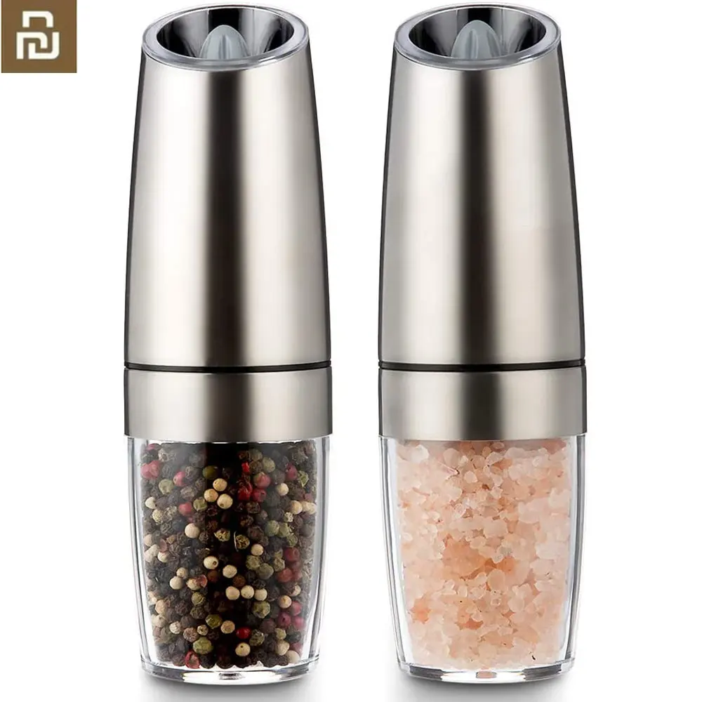 

YOUPIN Grinders with LED Light Automatic Salt Pepper Grain Grinder Gravity Spice Mill Adjustable Spices Grinder Kitchen Tools