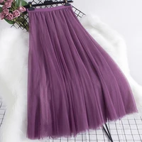 faldas largas mujer 2022 new spring solid a line 20 sections patchwork long maxi skirt umbrella tulle tutu skirts for women 85cm