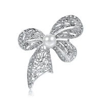tulx rhinestone bow brooches for women pearl bowknot brooch pins wedding party coat suit t shirt accessories jewelry