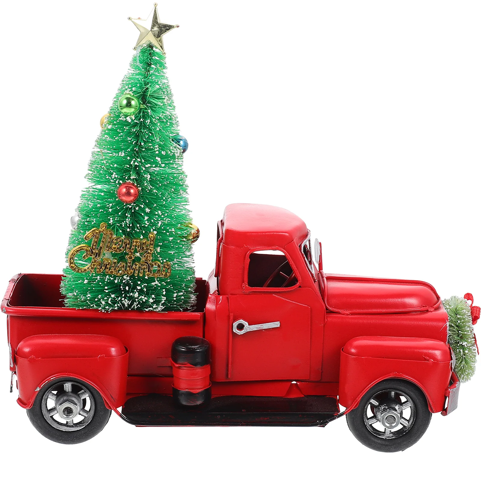 

Christmas Red Metal Truck Toys Vintage Pickup Truck Rustic Car With Tree New Year Christmas Decoration Adornos De Navidad