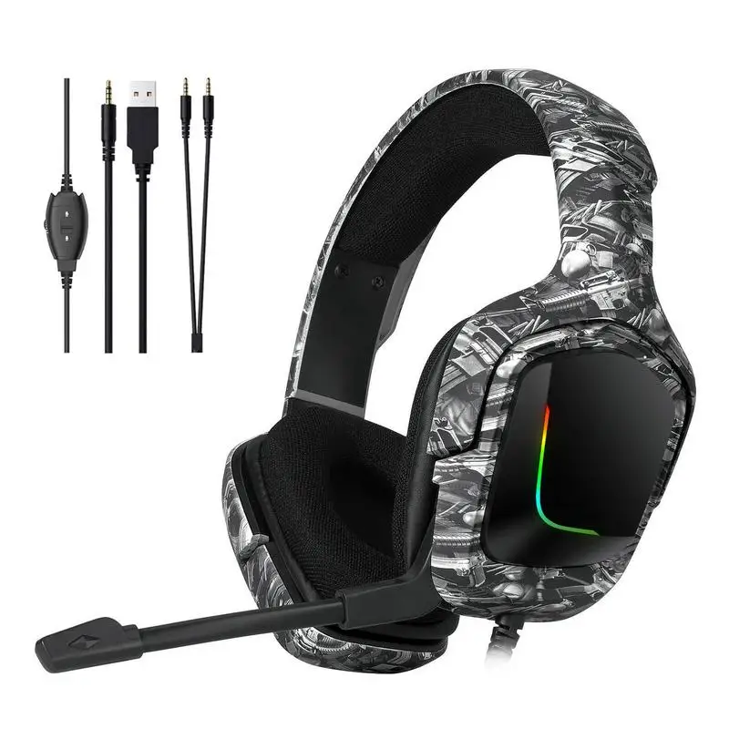 

Ps4 гарнитура Casque Pc Gamer стерео наушники K20 с микрофоном/светодиодный для ноутбука планшета Проводные игровые наушники