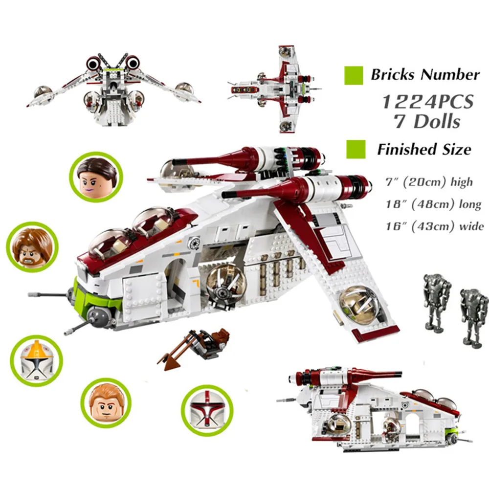 

FIT 75021 Disney 1224PCS Stars Fighter Space Wars Robot Droid Aircraft Model Building Blocks Bricks Toys Gifts Kid Boys Set