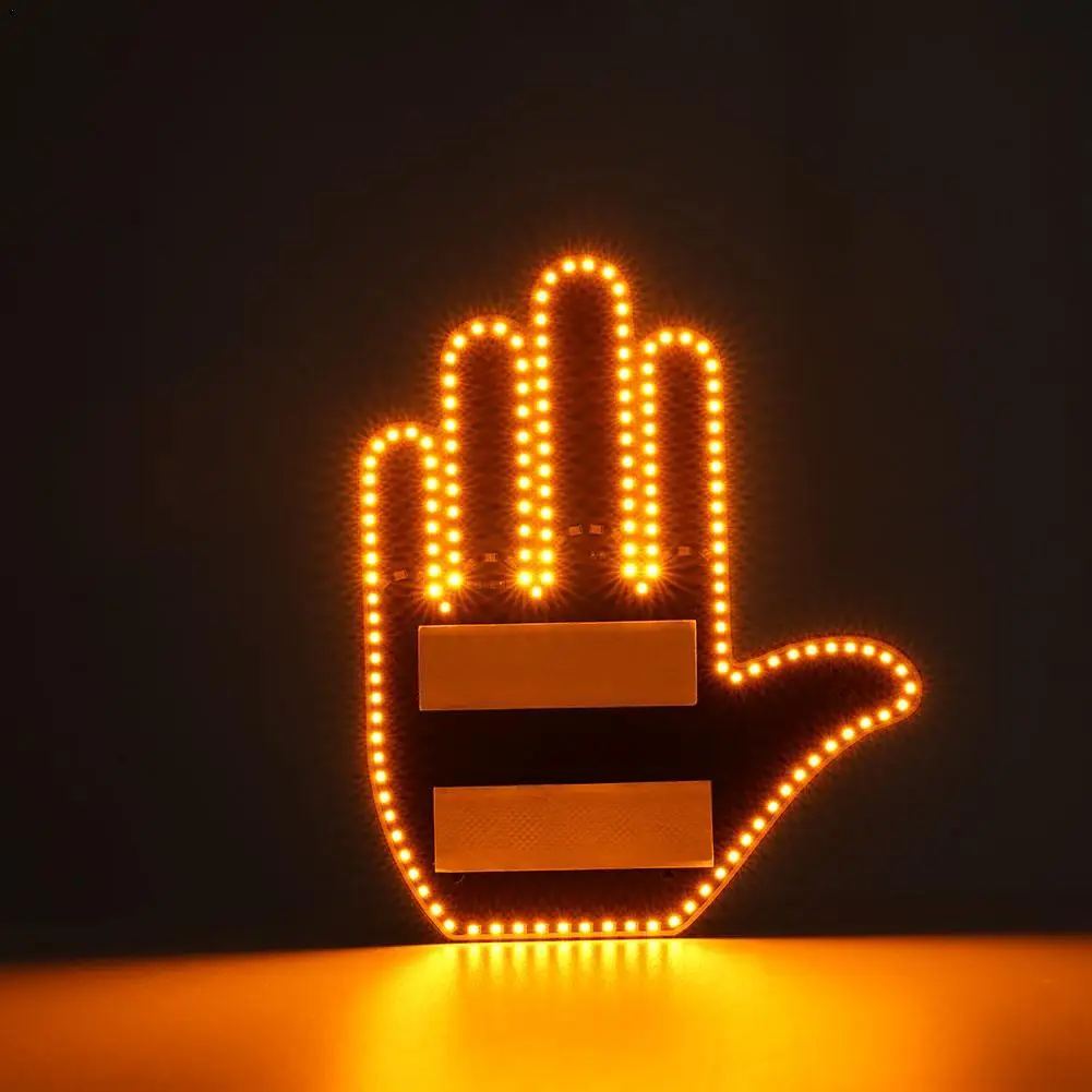 

Funny Car Accessories Fun Car Finger Light With Remote Road Rage Signs Middle Gesture Hand Lamp Sticker Glow Panel For Men