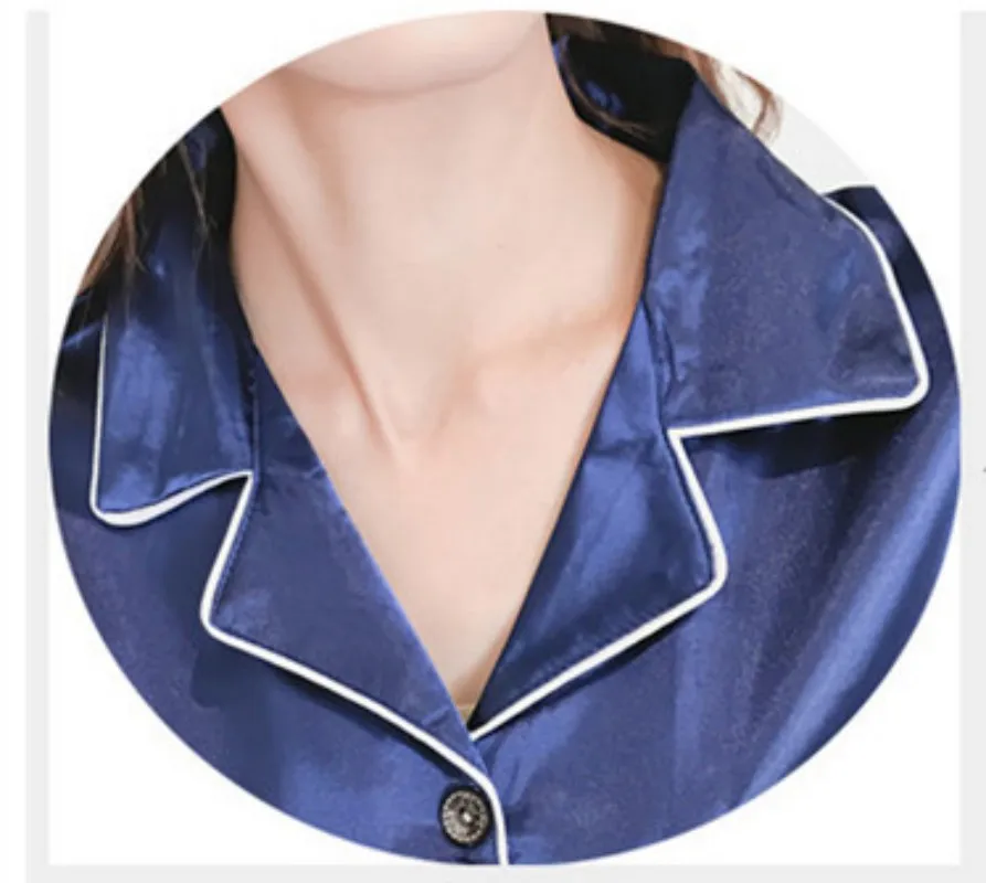 Ice Silk Women's Pajama Suit 95% Polyester Fiber Korean Version Sexy Clothes Leisure Breathable Simple Natural Spring Home Wear