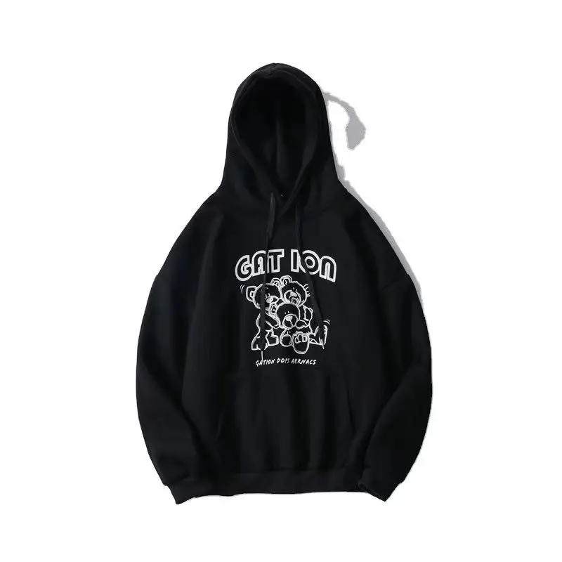 

Hooded 2023 new long sleeved loose-fitting hooded sweatshirt with velvet Y2k top couple hooded women's casual coat
