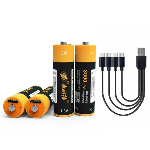 ZNTER 1.5V AA 3000 мВтч перезаряжаемая литий-полимерная батарея