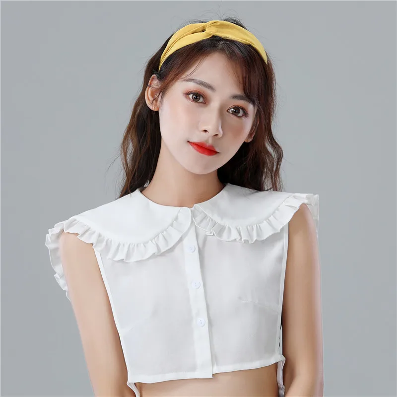 

Sitonjwly Women Doll Ruffles Fake Collar Shoulder Wrap Removable Detachable Collar False Blouse Lapel Top Clothes Accessories