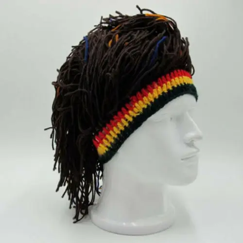 2019 Crestive Funny Reggae Dreadlocks Unisex Jamaican Knitted Beanies Wig Braid Hat Rasta Hair Hat Party Cosplay Hat images - 6