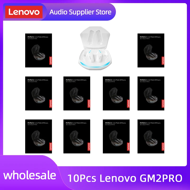 

Lenovo Original GM2 Pro 5.3 10Pcs Earphone Bluetooth Wireless Earbuds Dual Mode Low Latency Headphones HD Call Gaming Earphones