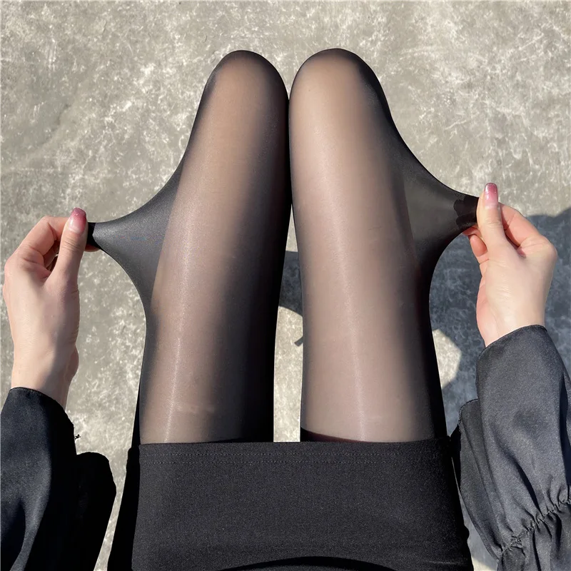 Simple Style Ultra-thin Glitter Tights Women's Invisible Slim Leg Pantyhose Sexy Oil Shiny Lingerie Fake Thigh High Stockings