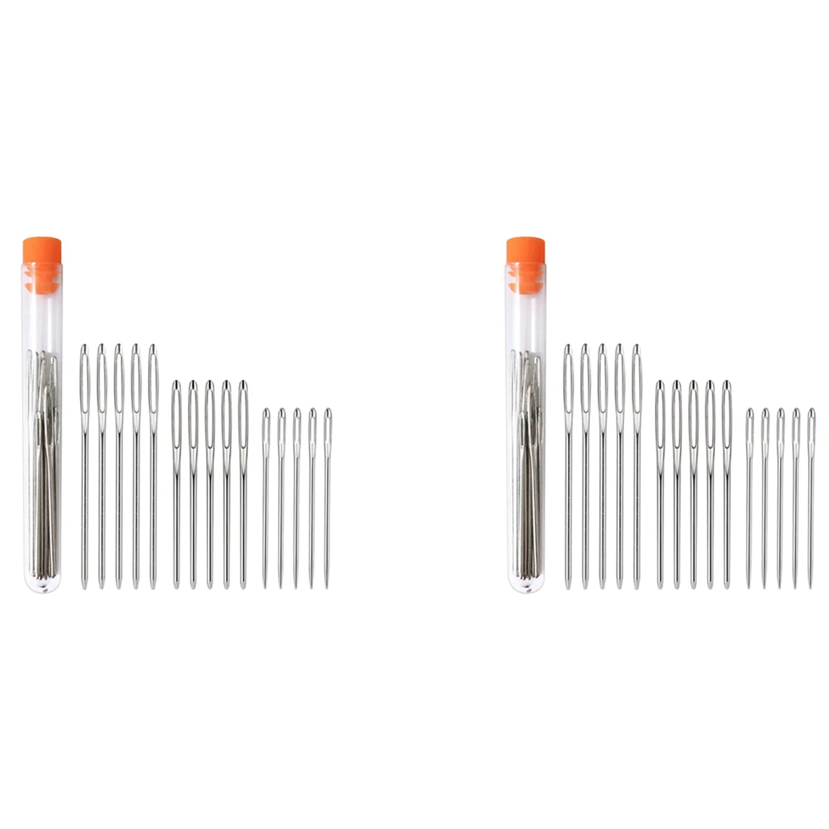 

2X швейные иглы с большими глазками в прозрачной трубке, швейные иглы для шерсти, вязания крючком и пряжи