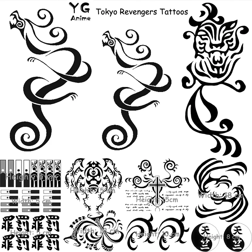 

Anime Tokyo Revengers Tattoos Draken Cosplay Sticker Ken Ryuguji Waterproof Temporary Tattoo Sticker Dragon Halloween Accessorie
