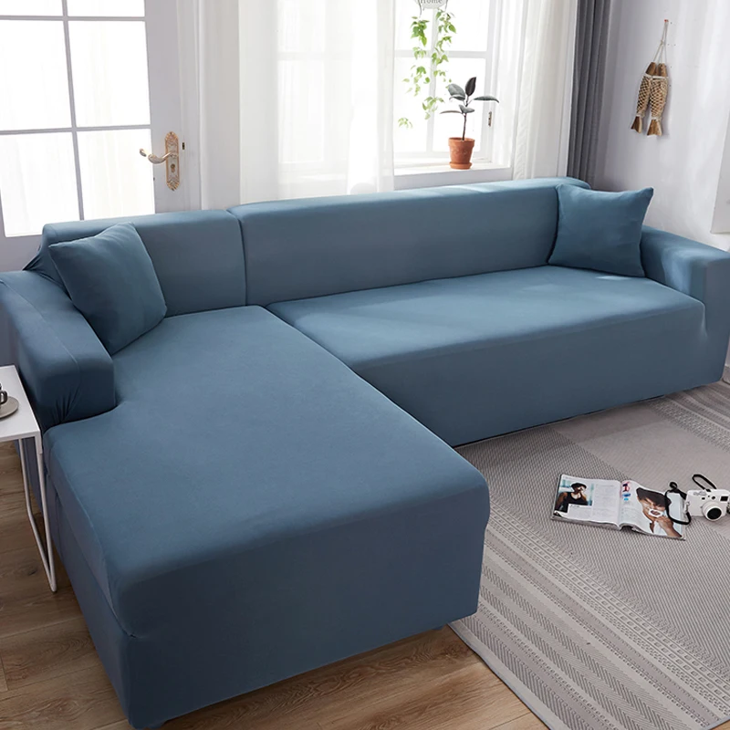 

Однотонный эластичный чехол для дивана, чехол для гостиной на 1/2/3/4-местный угловой диван L-образной формы, эластичный чехол для дивана, кресл...