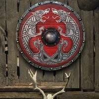 wooden shield hand painted vikings medieval round weapon cosplay retro home wall decoration farmhouse wall hanging ornament