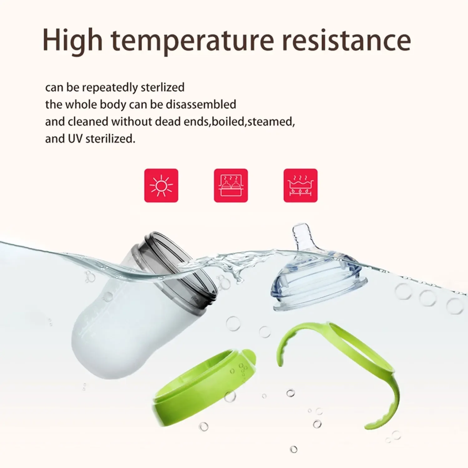 Нано-серебристая Антиколиковая силиконовая бутылка для младенцев 0-36 месяцев 240