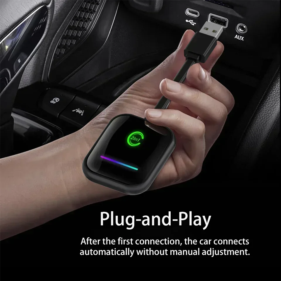 Беспроводной адаптер Carplay Android Auto 2 в 1 смарт-бокс 5GWIFI проводной-беспроводной