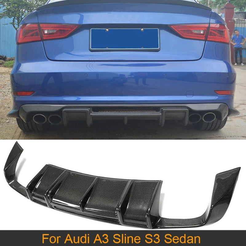 

Car Rear Bumper Diffuser Lip Spoiler For Audi A3 Sline S3 Sedan 4D 2014-2016 Not For RS3 Rear Diffuser Lip Spoiler Carbon Fiber