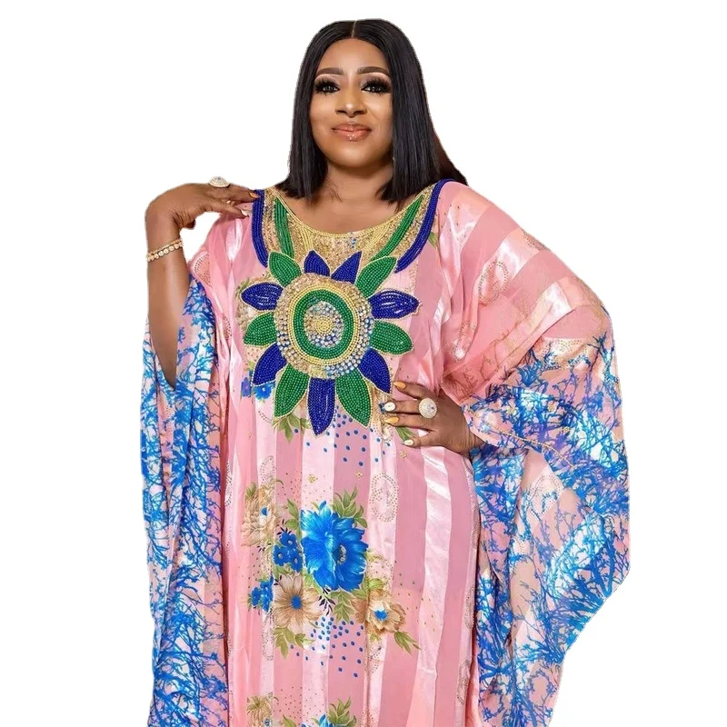 

2022 Summer New African Chiffon Dresses Plus Size Women Boubou Muslim Kaftan Abayas Wedding Party Ankara Dashiki Outfits