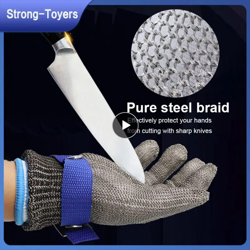 

1 Pair Garden Black Steel Wire Metal Mesh Gloves Safety Anti-cutting Wear-resistant Butcher Gloves Self Defense