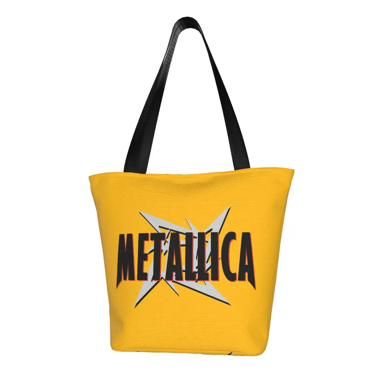 

Сумка-шоппер Rock Roll музыкальная металлическая для продуктов, холщовая сумка-шоппер через плечо, вместительная сумка-шоппер из тяжелого металла с логотипом