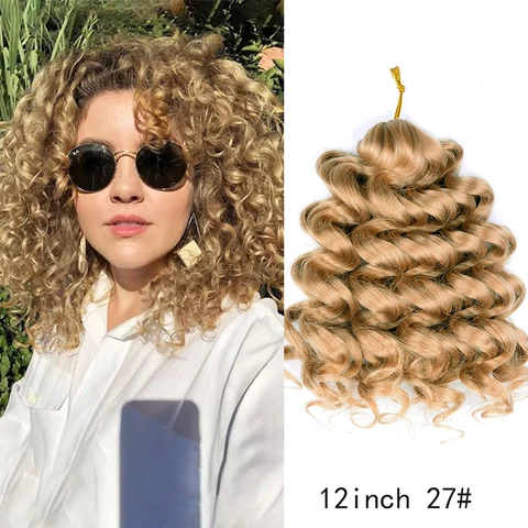 Глубокая волна, твист, вязанные крючком волосы, 12 дюймов, синтетические афро кудри, плетение волос, омбре, свободные волны, плетение волос для женщин