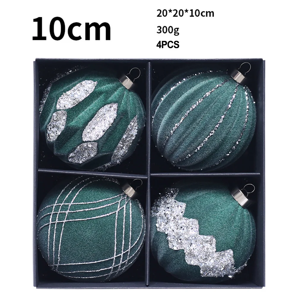 10 см 4 шт. подвески для рождественской елки из ПЭТ алмазные флокированные