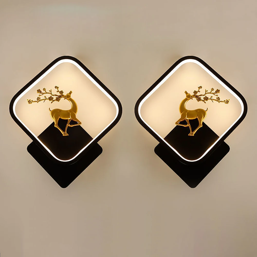 

Симметричная настенная лампа, современный минималистичный светильник в стиле модерн, для спальни, гостиной, с изображением головы оленя, настенная лестница, 2 шт.