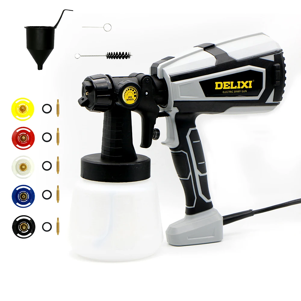 DELIXI 600W/1000ml  Paint Sprayer High Power HVLP Electric Spray Gun Gift EU/US Plug 5 Nozzle Easy Spraying  For Home DIY