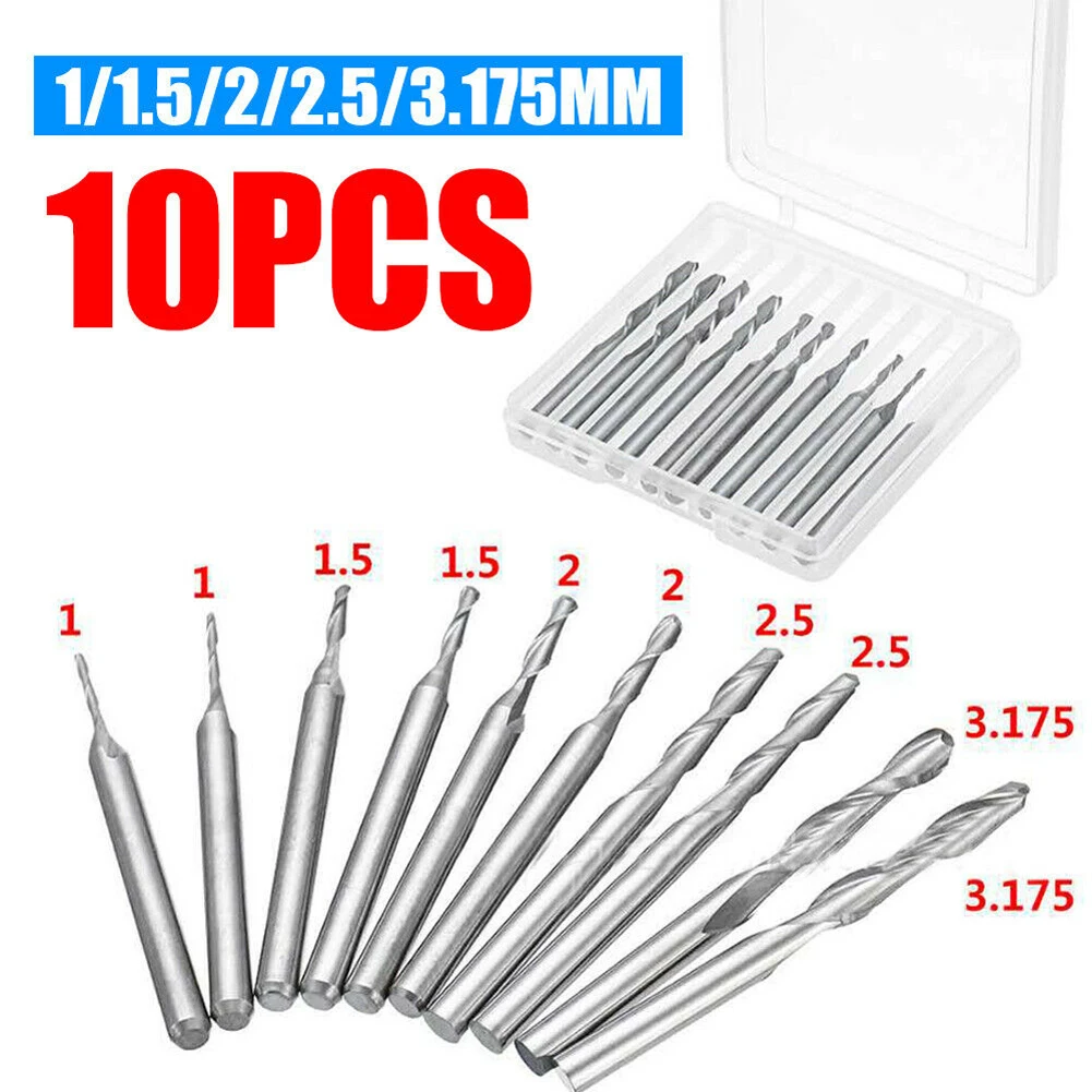 

10PCS Ball Nose End Mill Carbide For Wood MDF HDF Solid Wood Epoxy Board PVC Plastic Router Bits