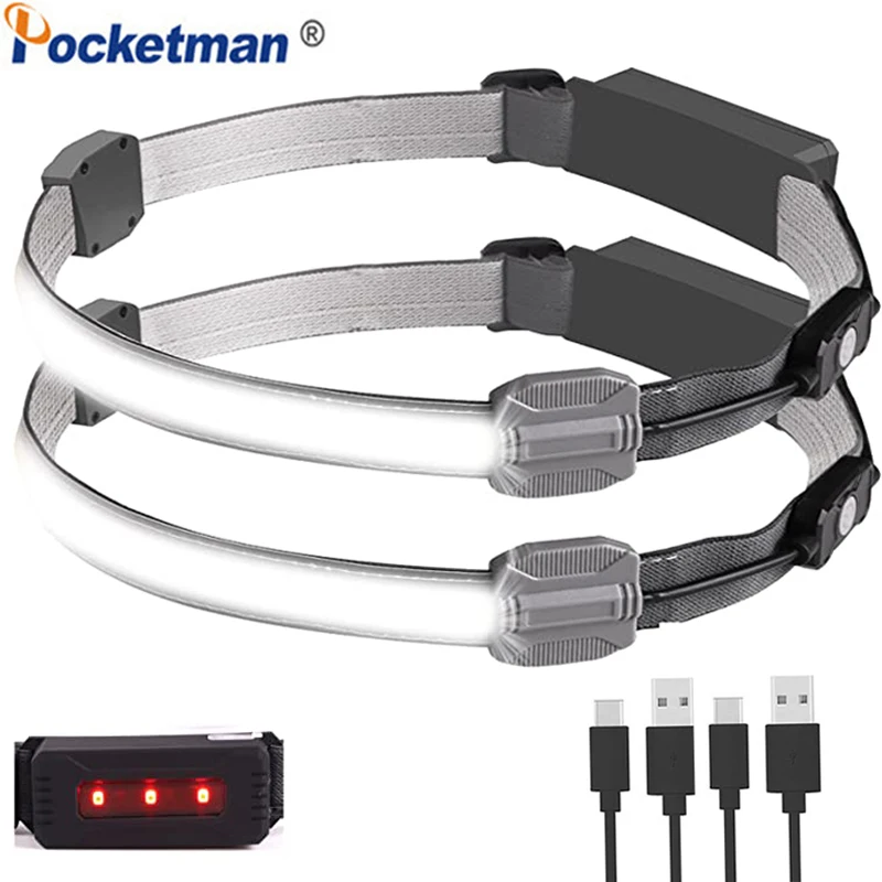 

Motion Sensor COB LED Headlamp Waterproof Headlight Lightweight Wide Beam Rechargeable Head Lamp Head Flashlight with Battery