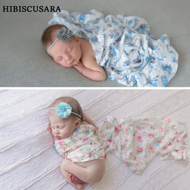 150*50cm Newborn Floral Lace Stretch Wraps Photography Infant Swaddle Elastic Unisex Baby Photo Wrap Flower Pattern
